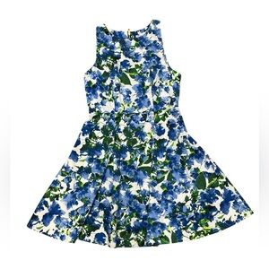 Milly Floral Mini Dress in Blue and Green